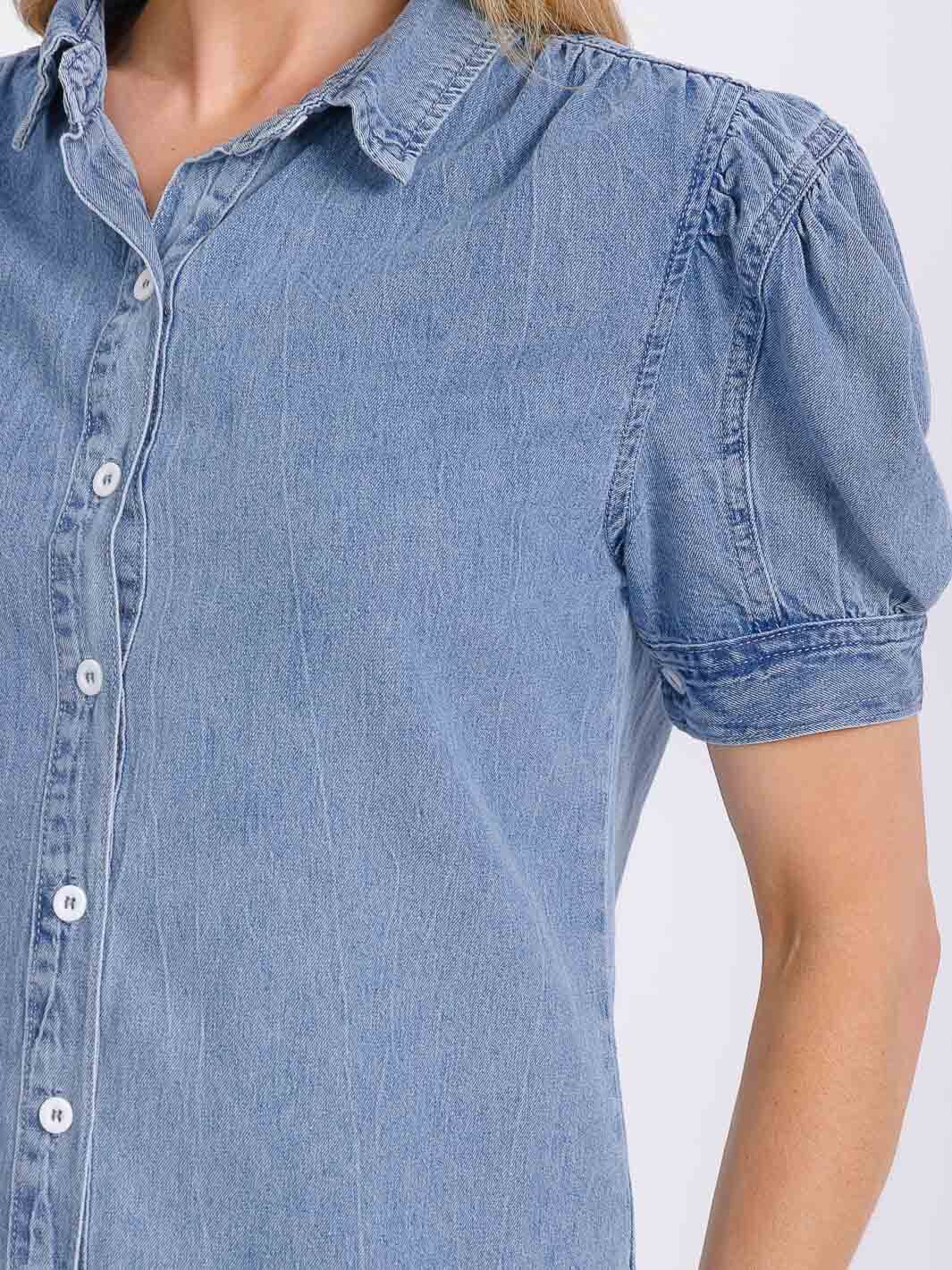 The Arlo Denim Puff Top