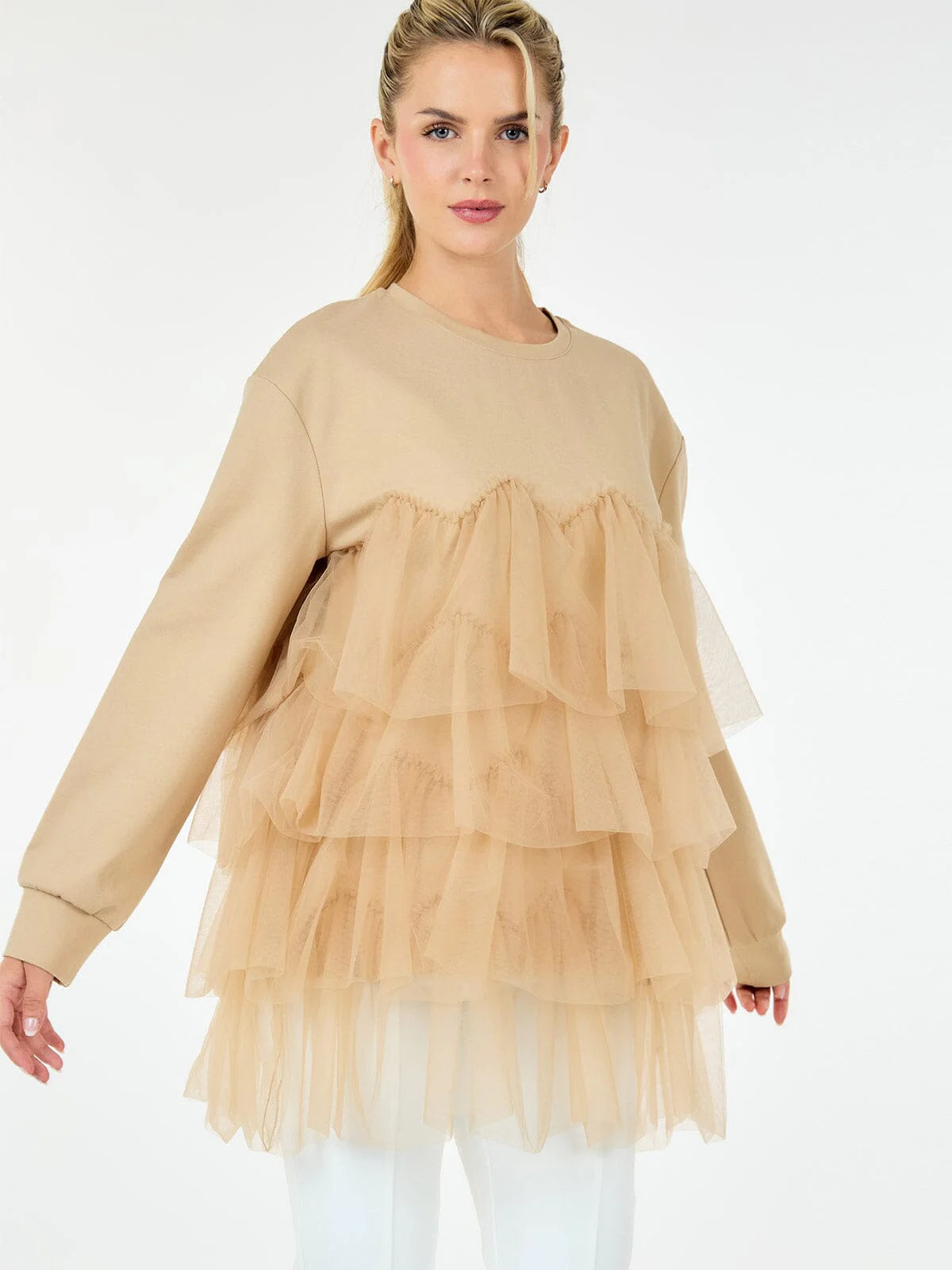 Harlow Ruffled Tiered Detailed Sweatshirt