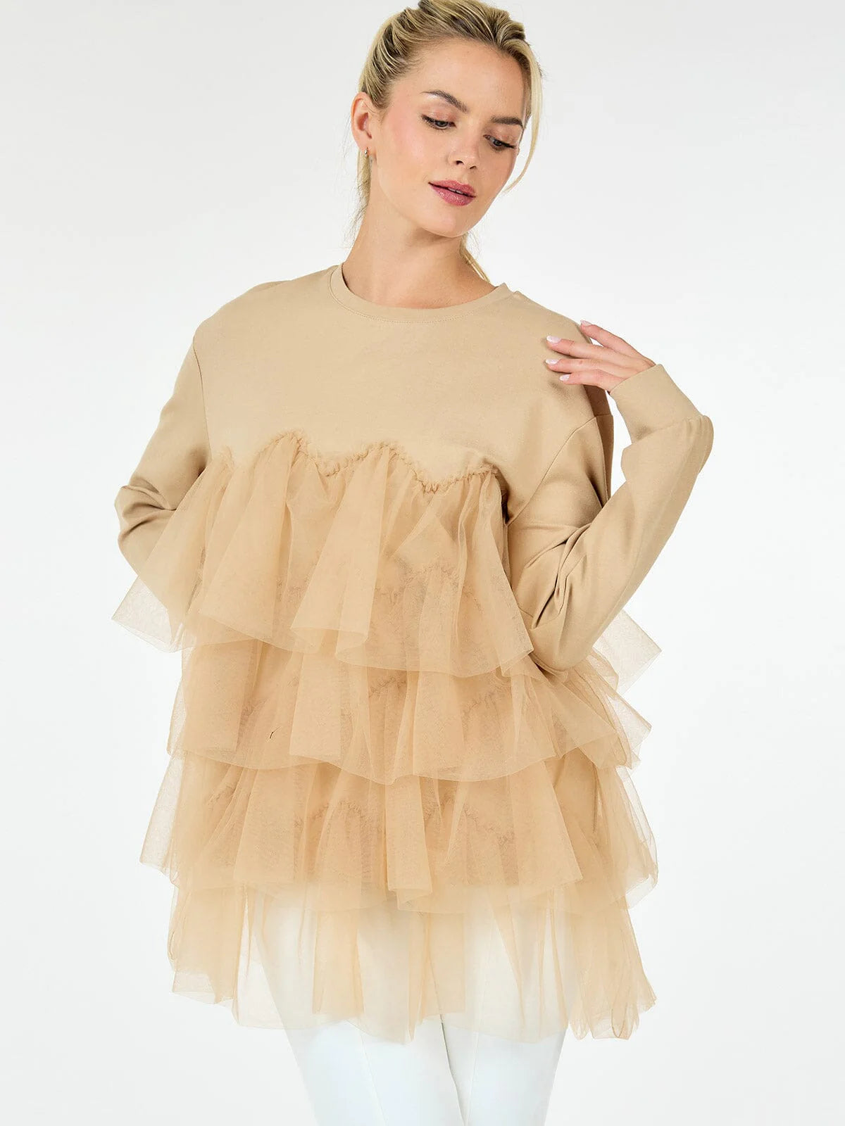 Harlow Ruffled Tiered Detailed Sweatshirt