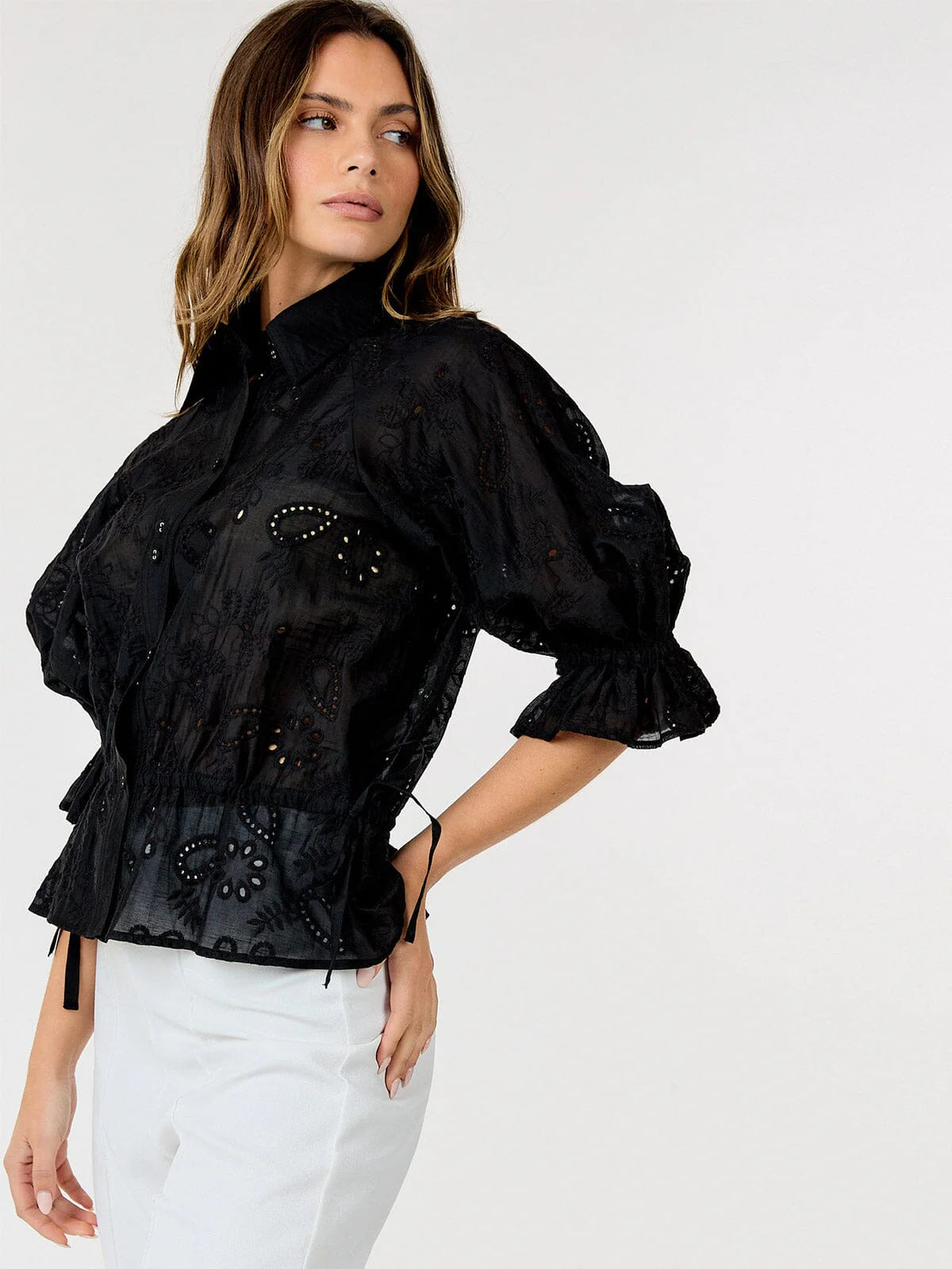 Ivy Eyelet Peplum Top