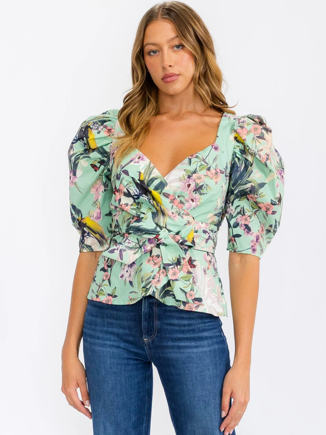 Tahlia Cinch-Waist Wrap Top