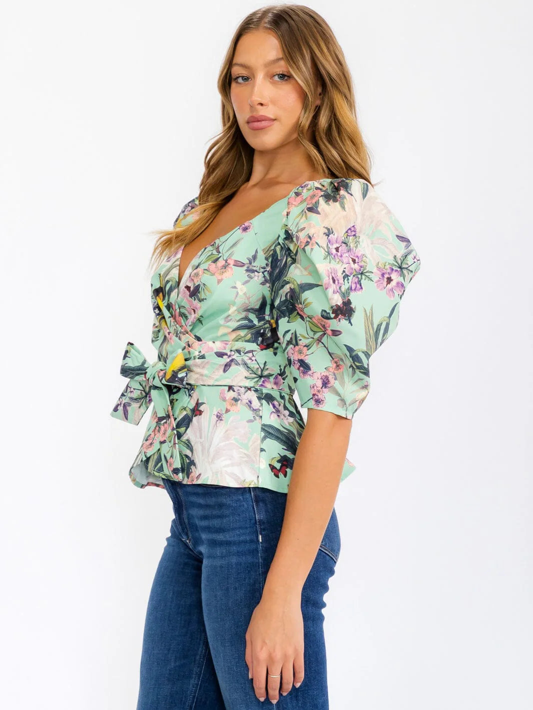 Tahlia Cinch-Waist Wrap Top