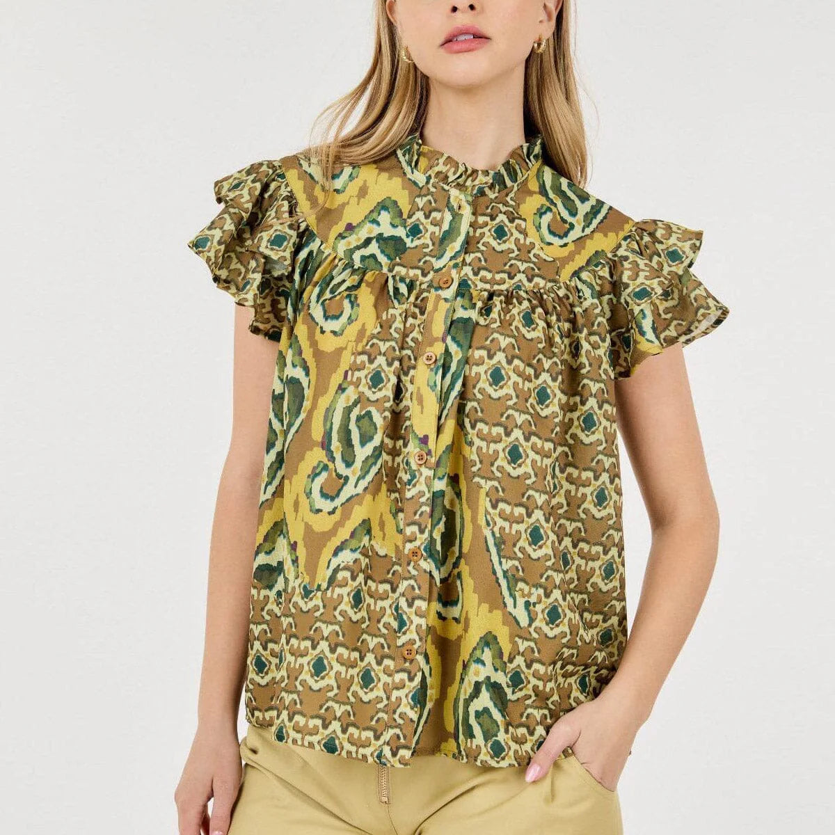 Luna Print Ruffle Shirt