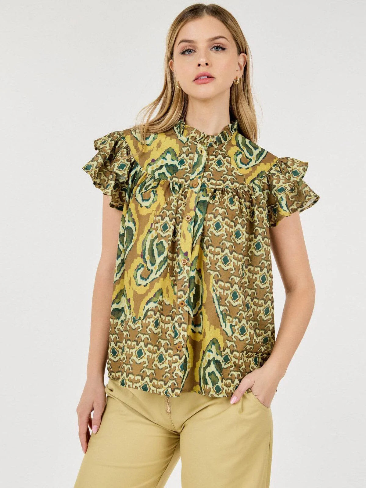 Luna Print Ruffle Shirt