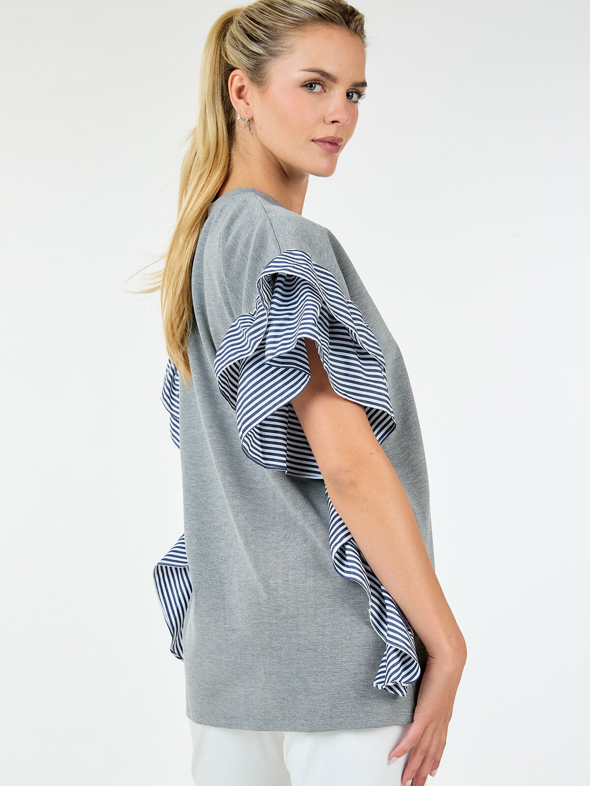 Maia Striped Ruffle Sleeve