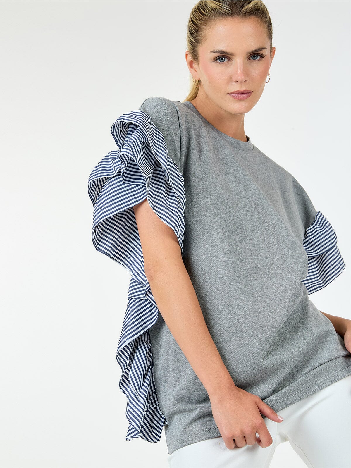 Maia Striped Ruffle Sleeve