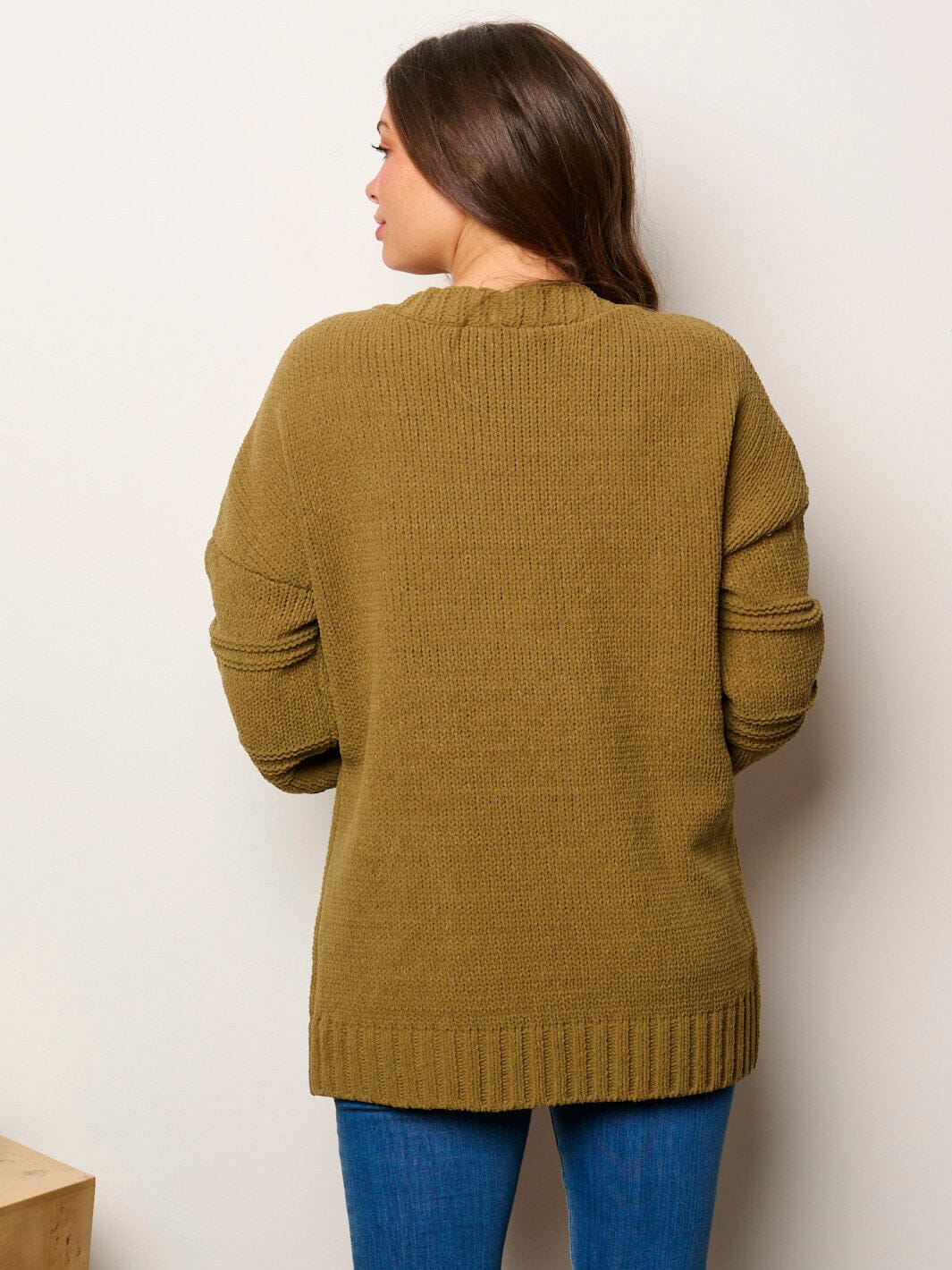 Olive Open Front Cardigan