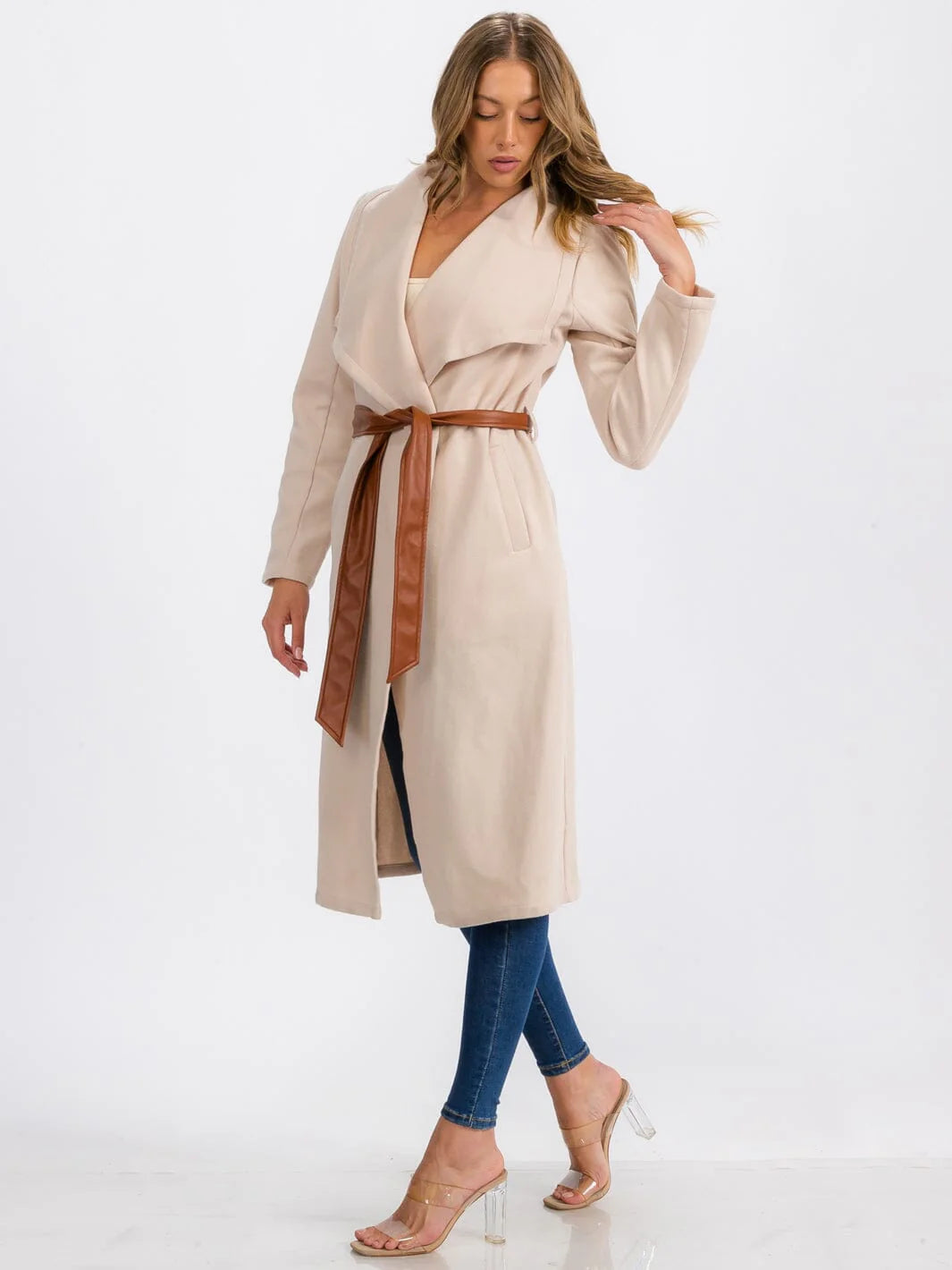 Nicole Open Front Self-Tie Coat