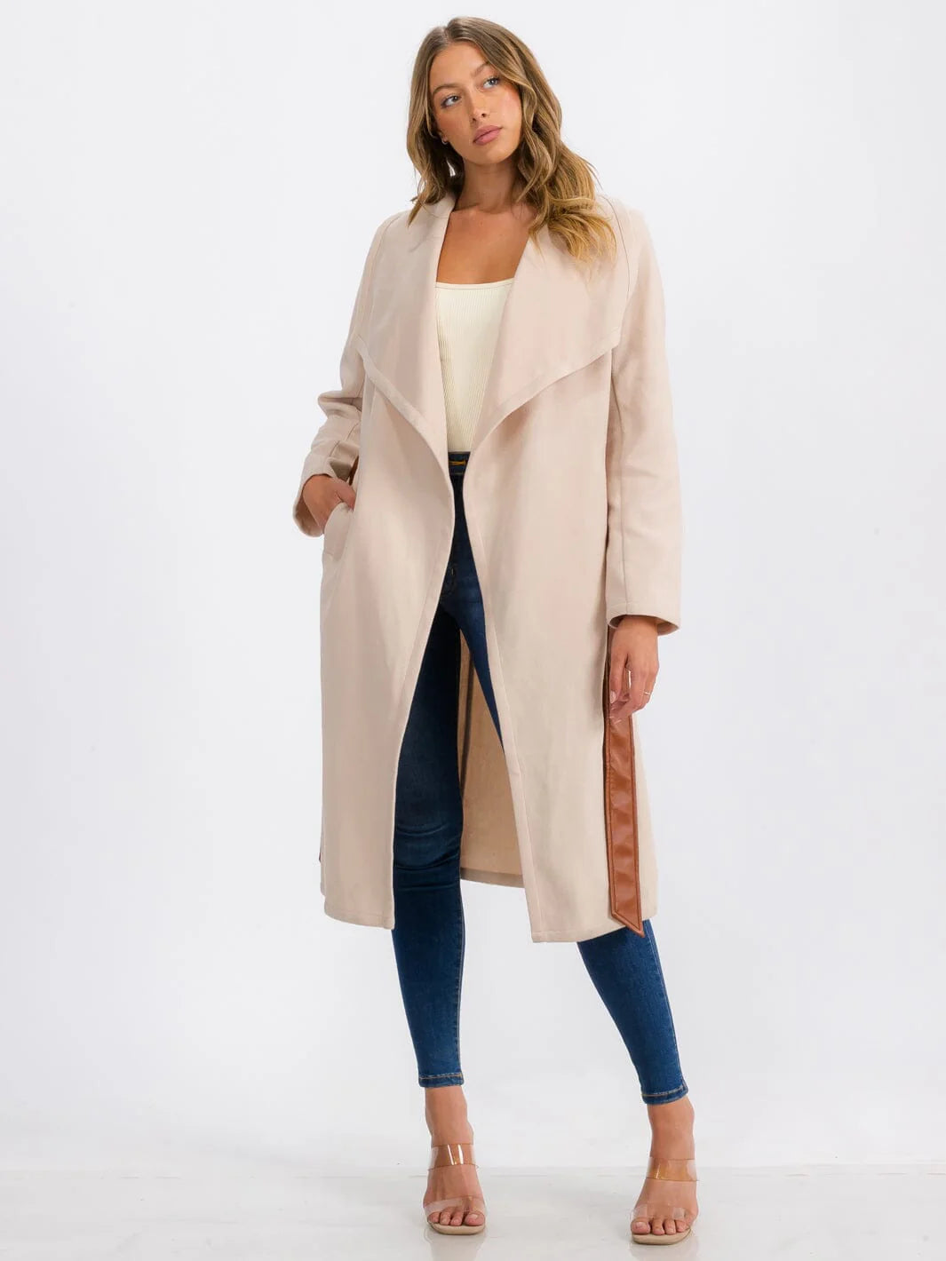 Nicole Open Front Self-Tie Coat