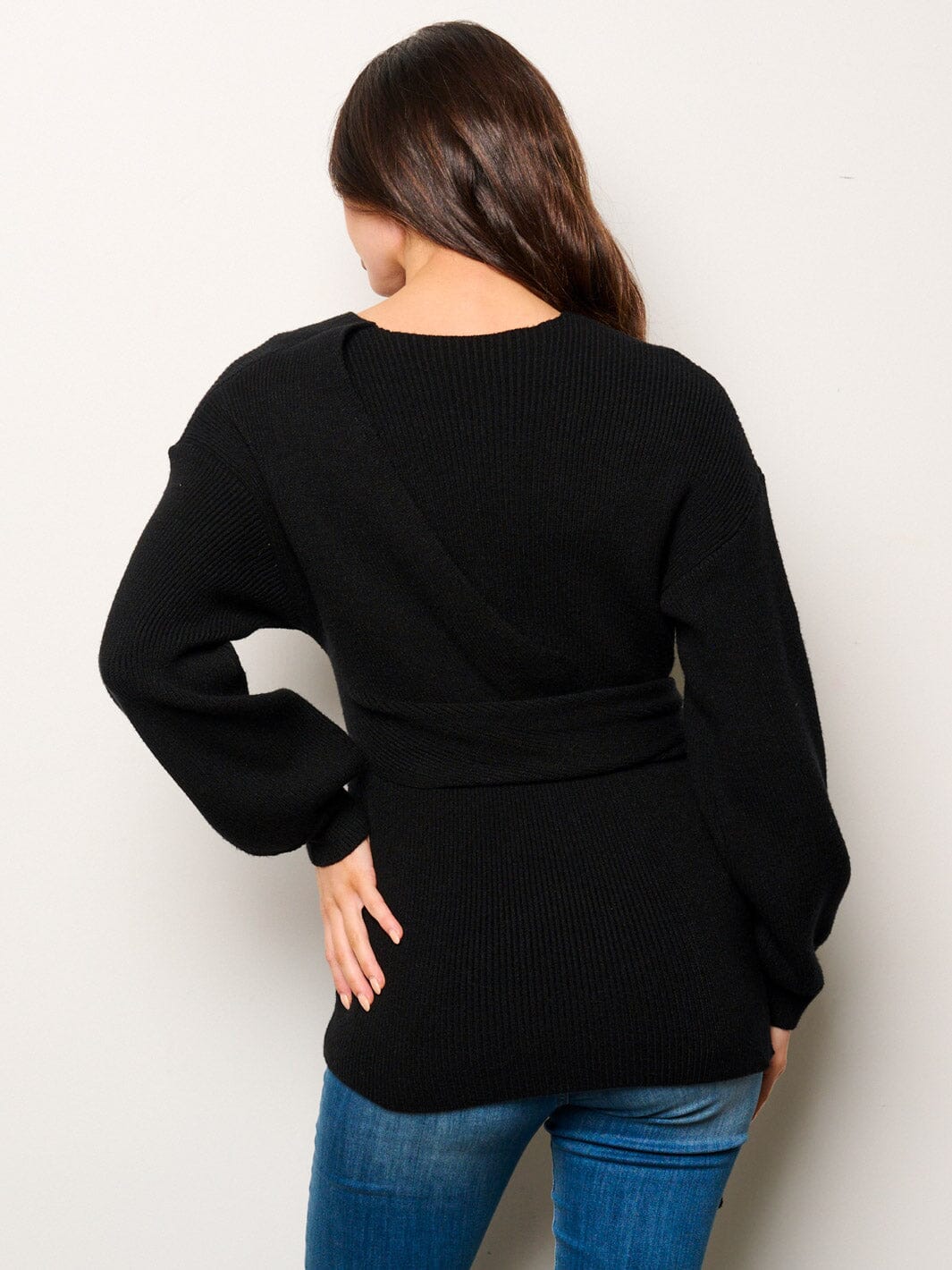 Nia Self-Tie Ribbed Sweater