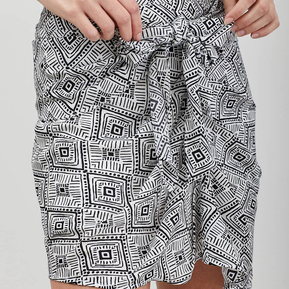 Geometric Tie Front Skirt - Part of Set