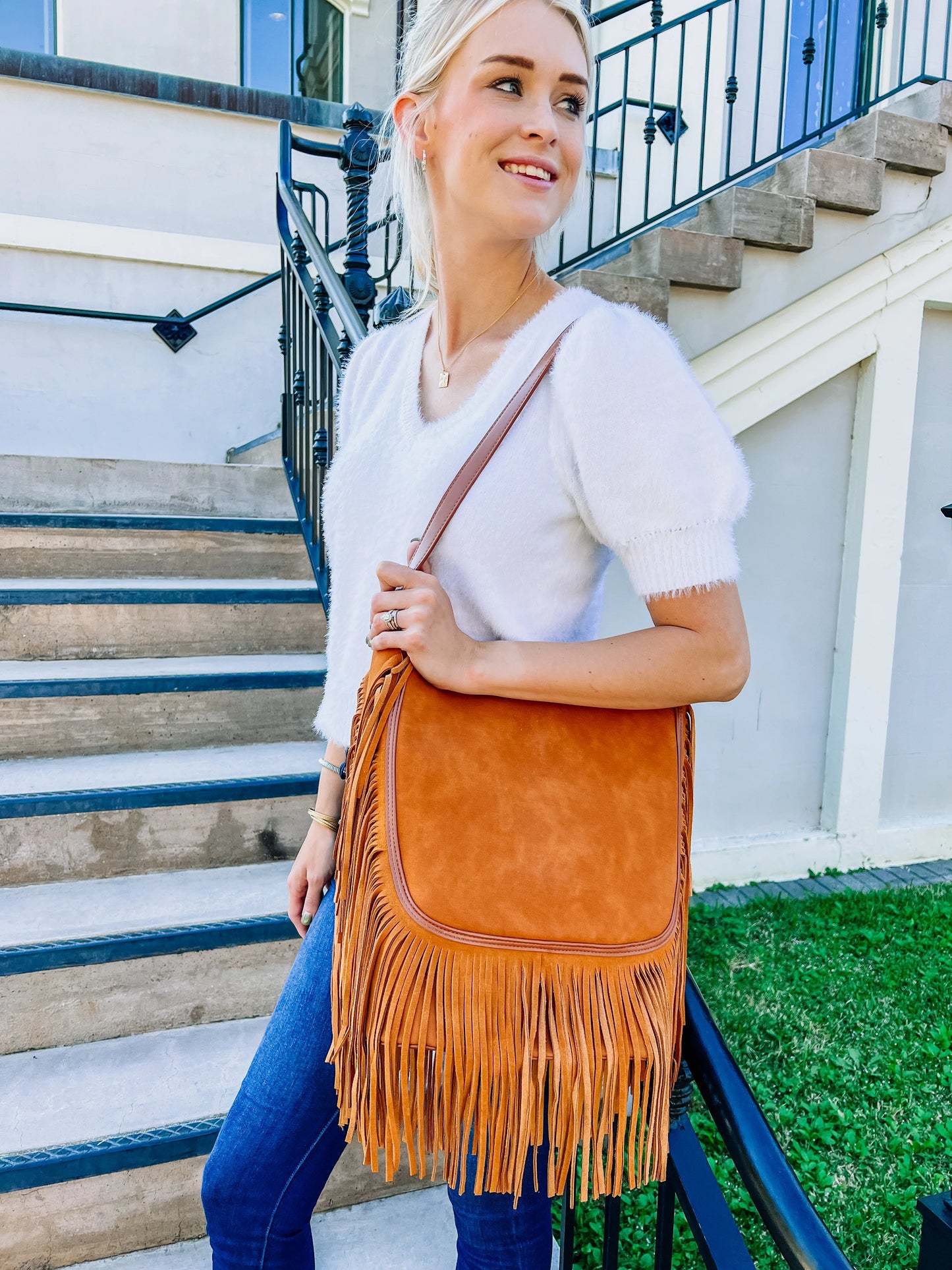 Sawyer Leather Bag with Fringe