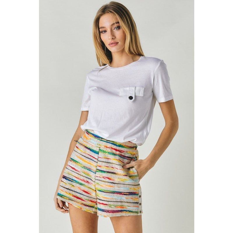 MULTI STRIPE SHORTS WITH POCKETS