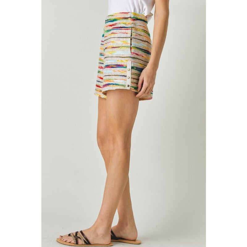 MULTI STRIPE SHORTS WITH POCKETS
