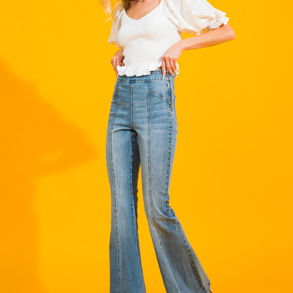 High Waisted Washed Denim