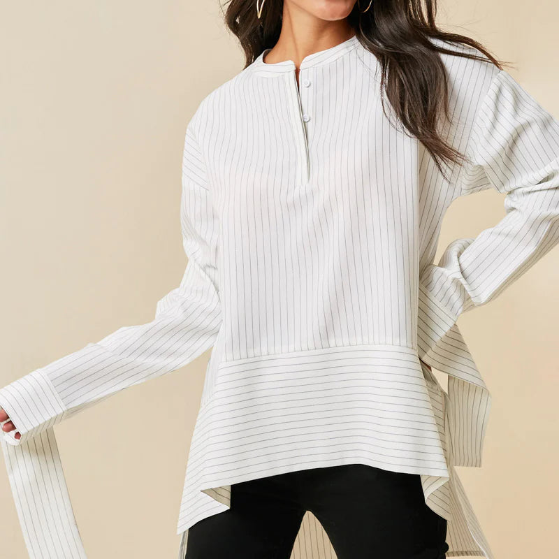 Pinstripe High-Low Tunic Top