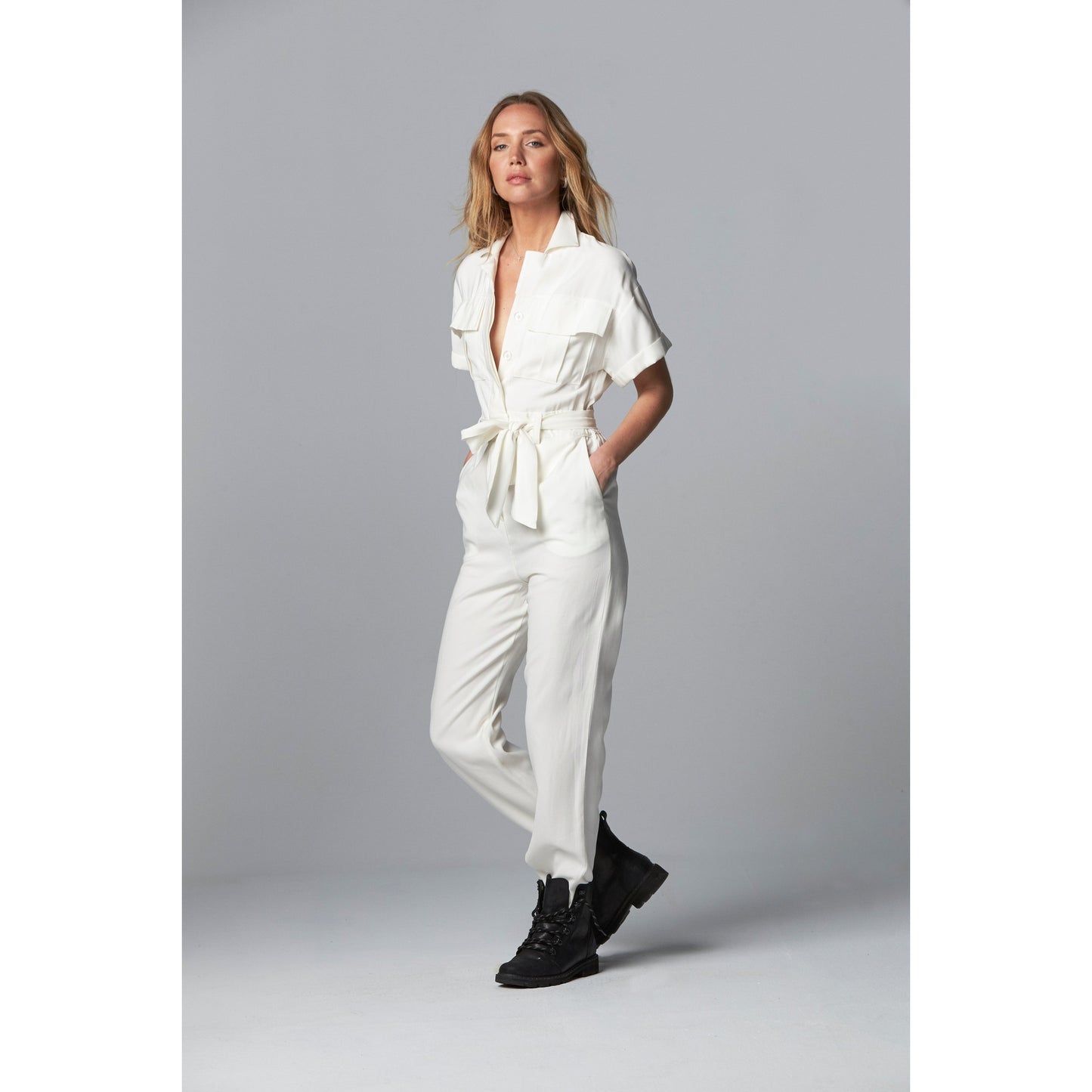Charlotte Straight Cut Jumpsuit With Cargo Pockets