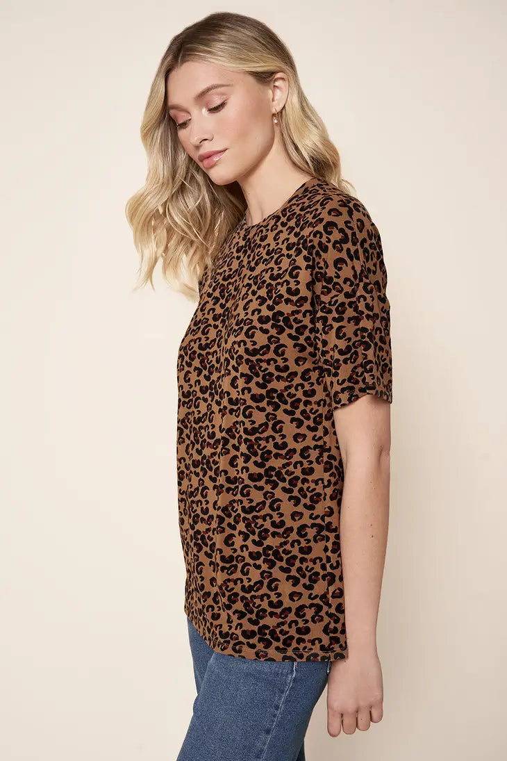 Sugarlips - Lea Leopard Everyday Short Sleeve Knit T Shirt